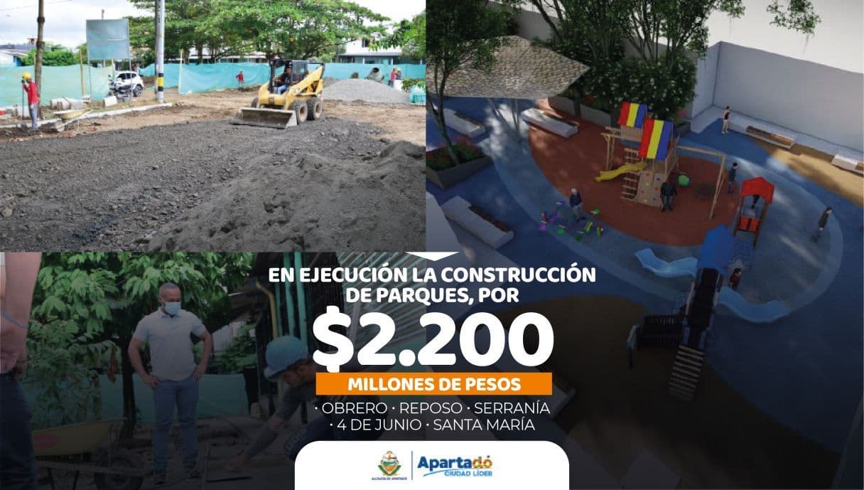 En ejecución la construcción de parques en Apartadó