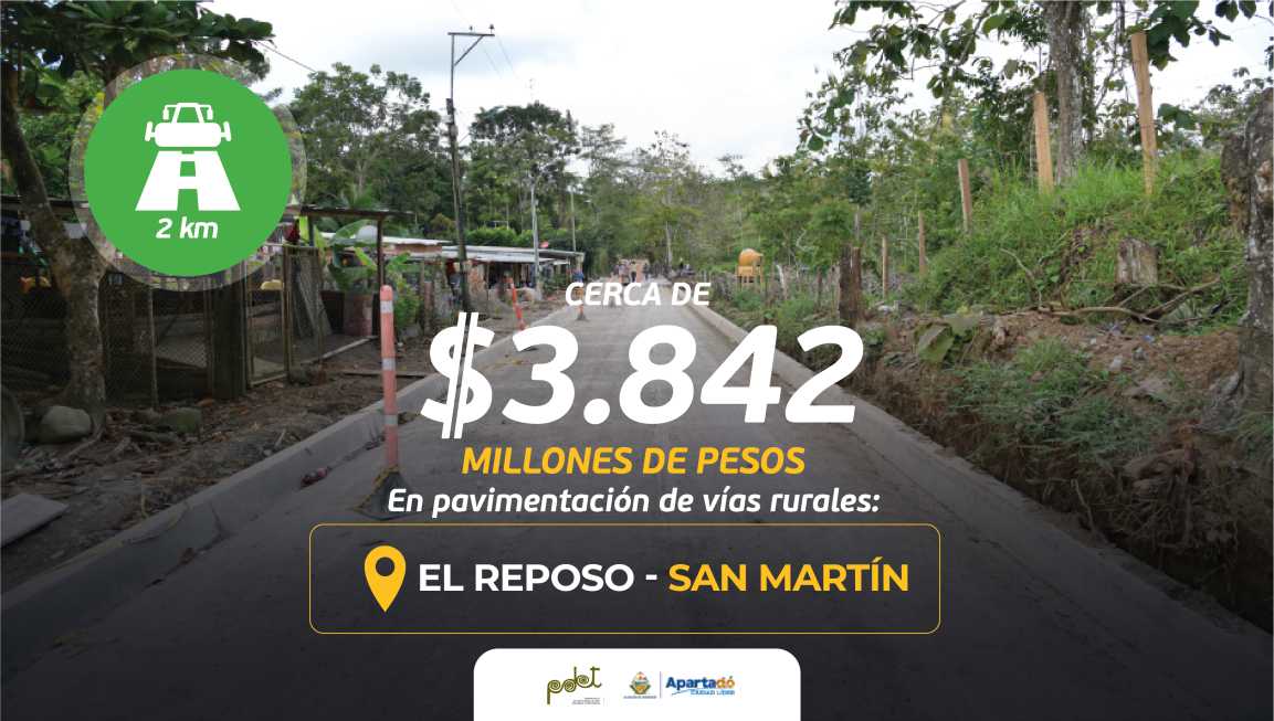 Plan de dignificación de las zonas rurales:  Vía El Reposo - San Martín