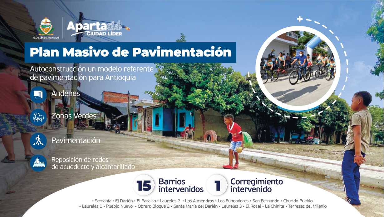Plan Masivo de Pavimentación, andenes y zonas verdes en Apartadó