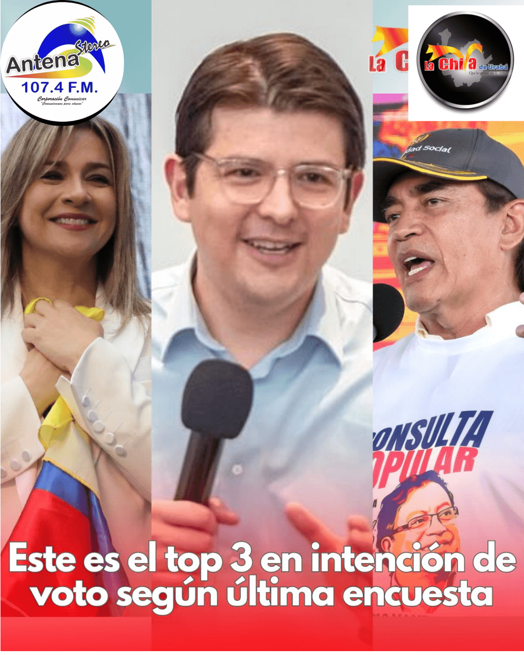 Miguel Uribe, Vicky Dávila y Gustavo Bolívar  con mayor intención de voto en el inicio de la carrera presidencial 2026