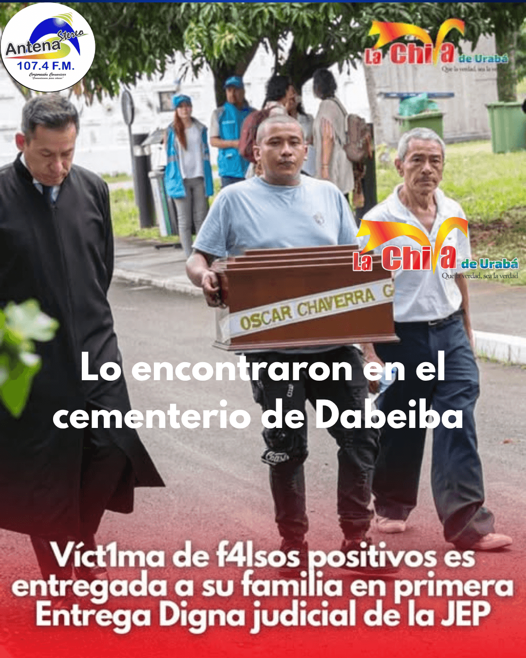 JEP realizó entrega de los restos de Óscar Chaverra en la Comuna 13 de Medellín