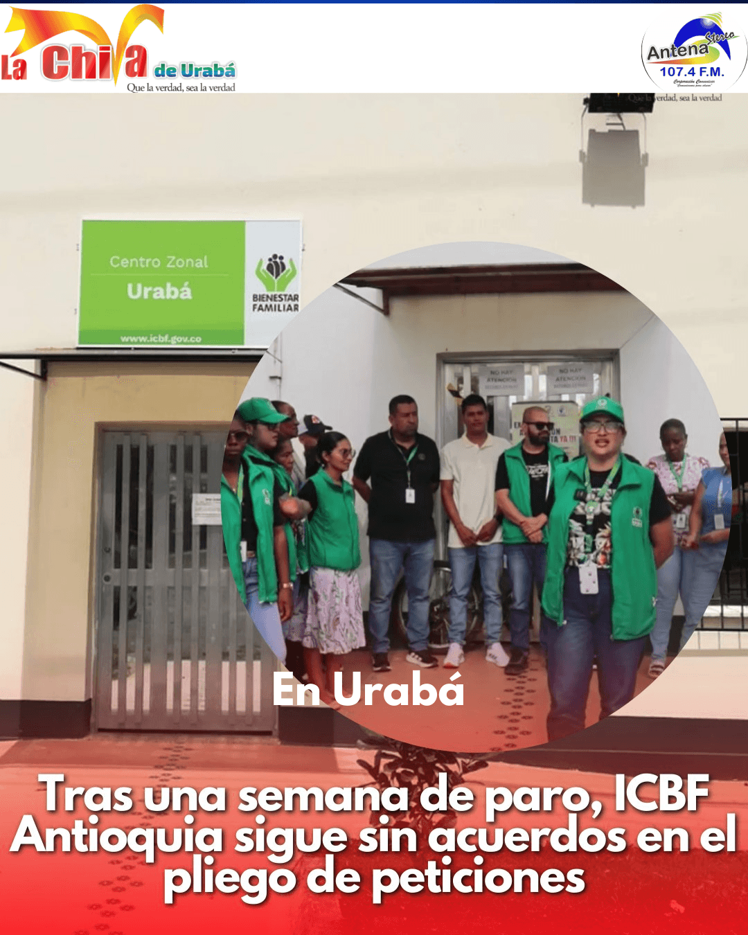 Sigue el paro en el ICBF Antioquia, denuncian vacantes sin cubrir, sedes en crisis y maltrato laboral