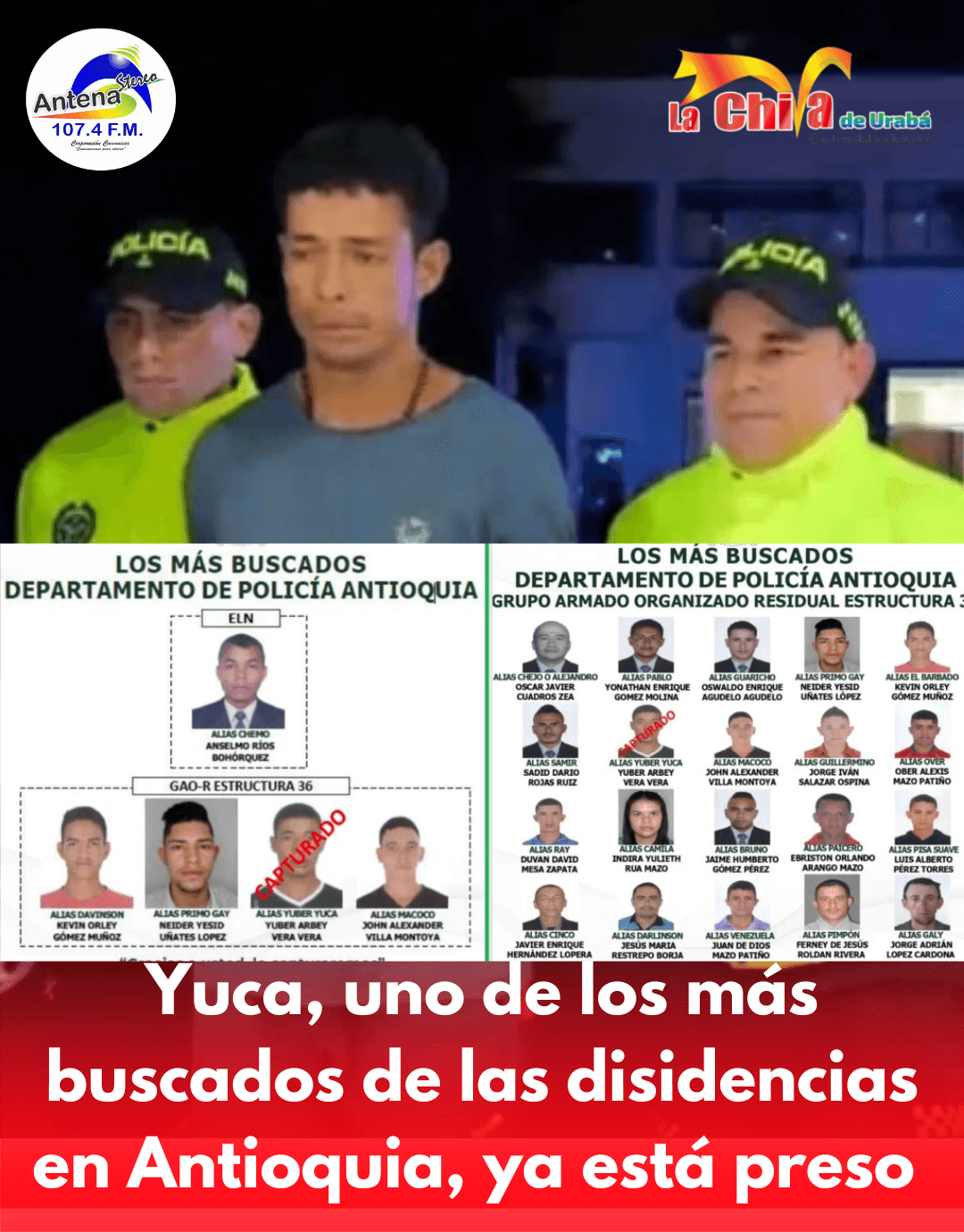 Cayó “Yuca” o “Limón” en Mariquita, era uno de los más buscados en Antioquia