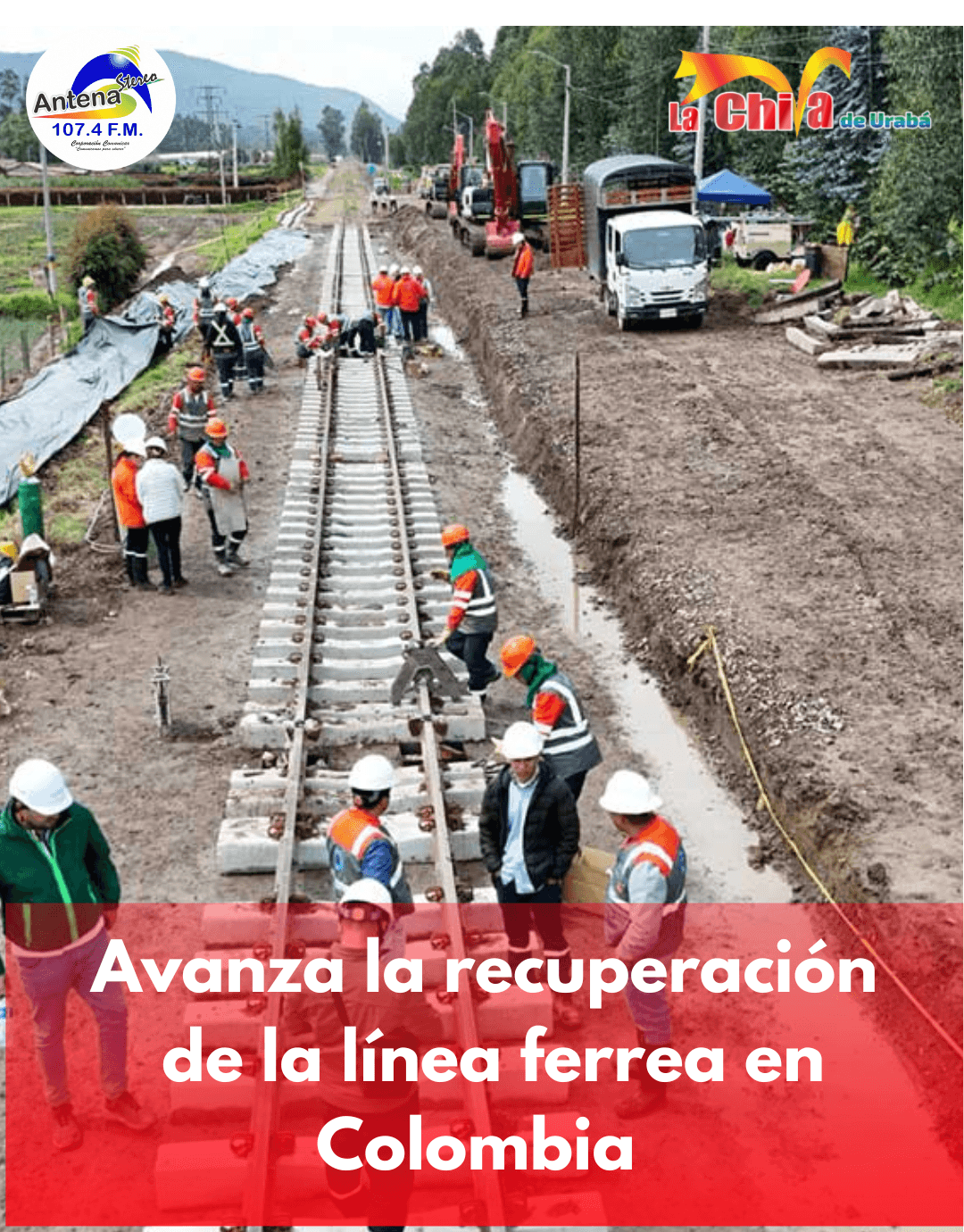 14 km de rieles nuevos de la línea férrea en el corredor Bogotá – Belencito