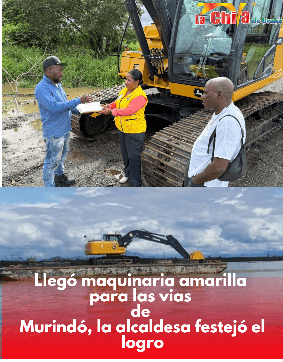 Murindó recibe su primera máquina excavadora en convenio con la Gobernación de Antioquia