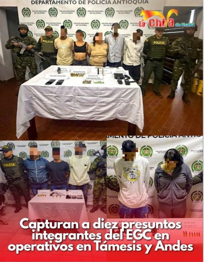 Capturados presuntos integrantes de estructura armada del Suroeste antioqueño