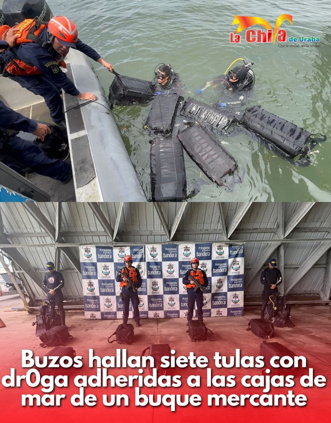 Armada incautó 208 kilos adheridos al casco de un buque con destino a Europa
