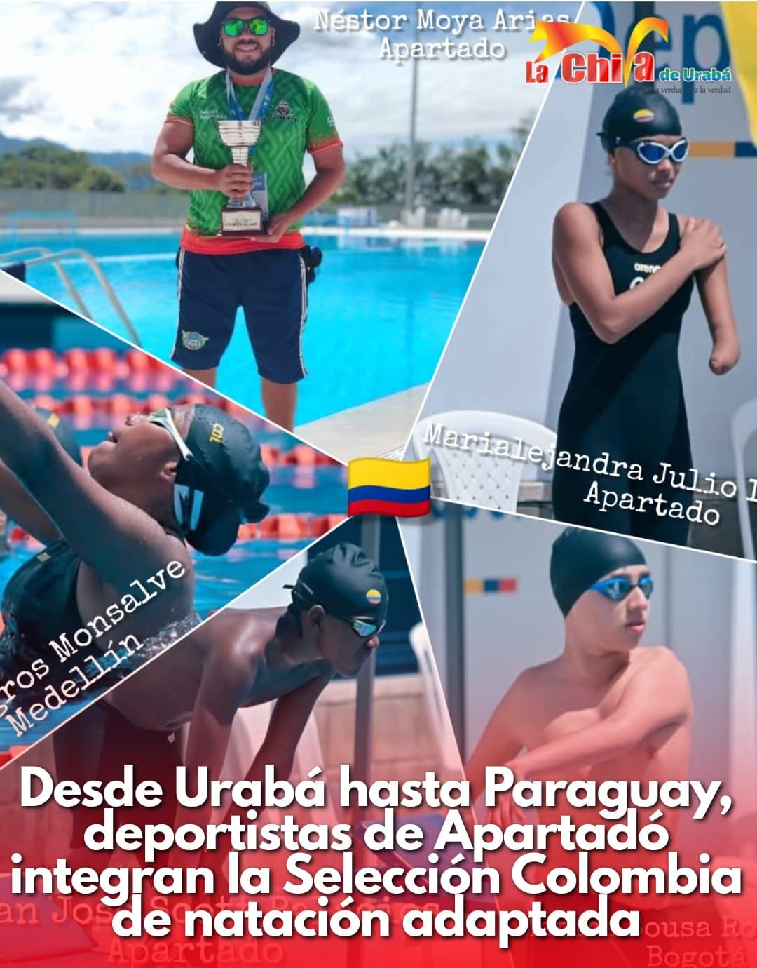 Apartadó tendrá dos nadadores y el técnico de la Selección Colombia de Natación Adaptada