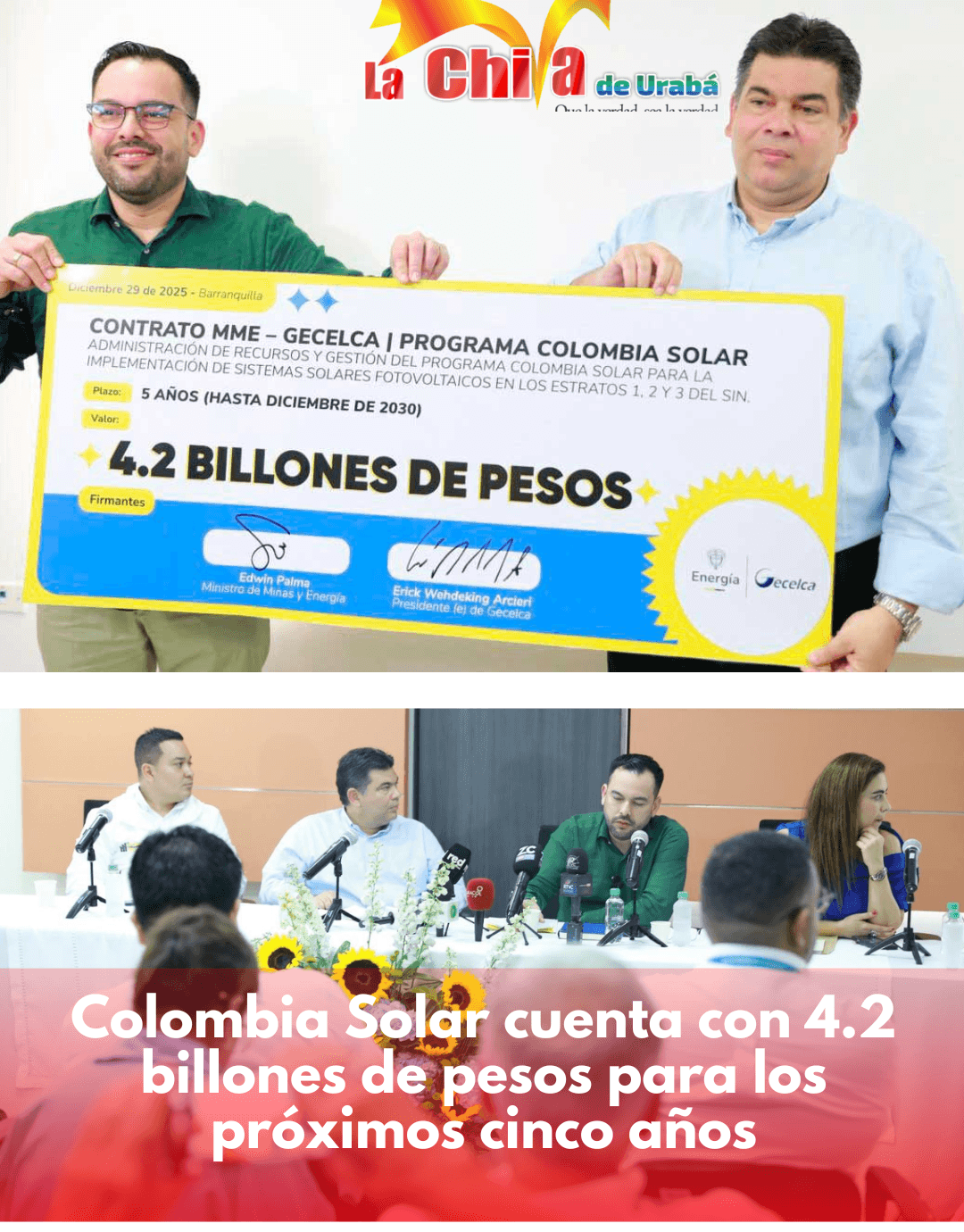 Firmaron convenio por $4,2 billones para impulsar el Programa Colombia Solar