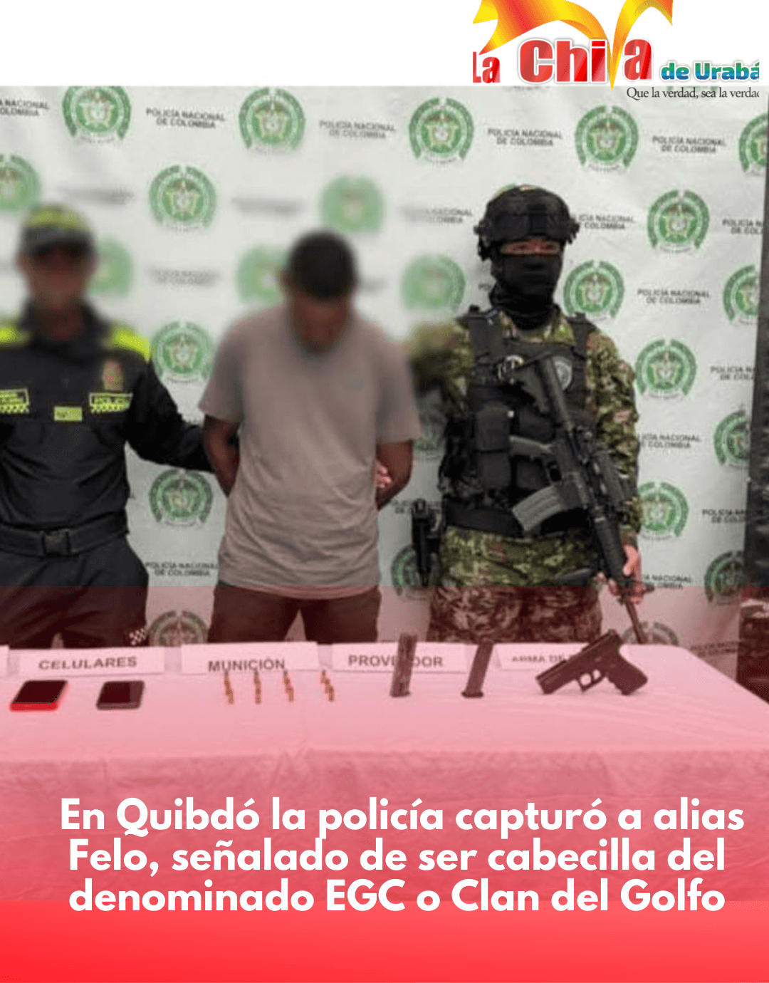 Alias “Felo”, segundo cabecilla del EGC cayó preso en la capital del Chocó