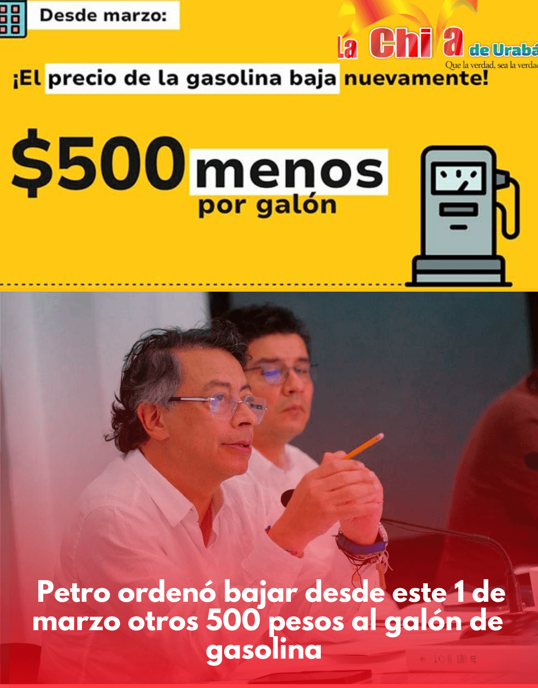 Galón de gasolina bajará $500 desde el 1 de marzo, confirmó el Ministerio de Hacienda