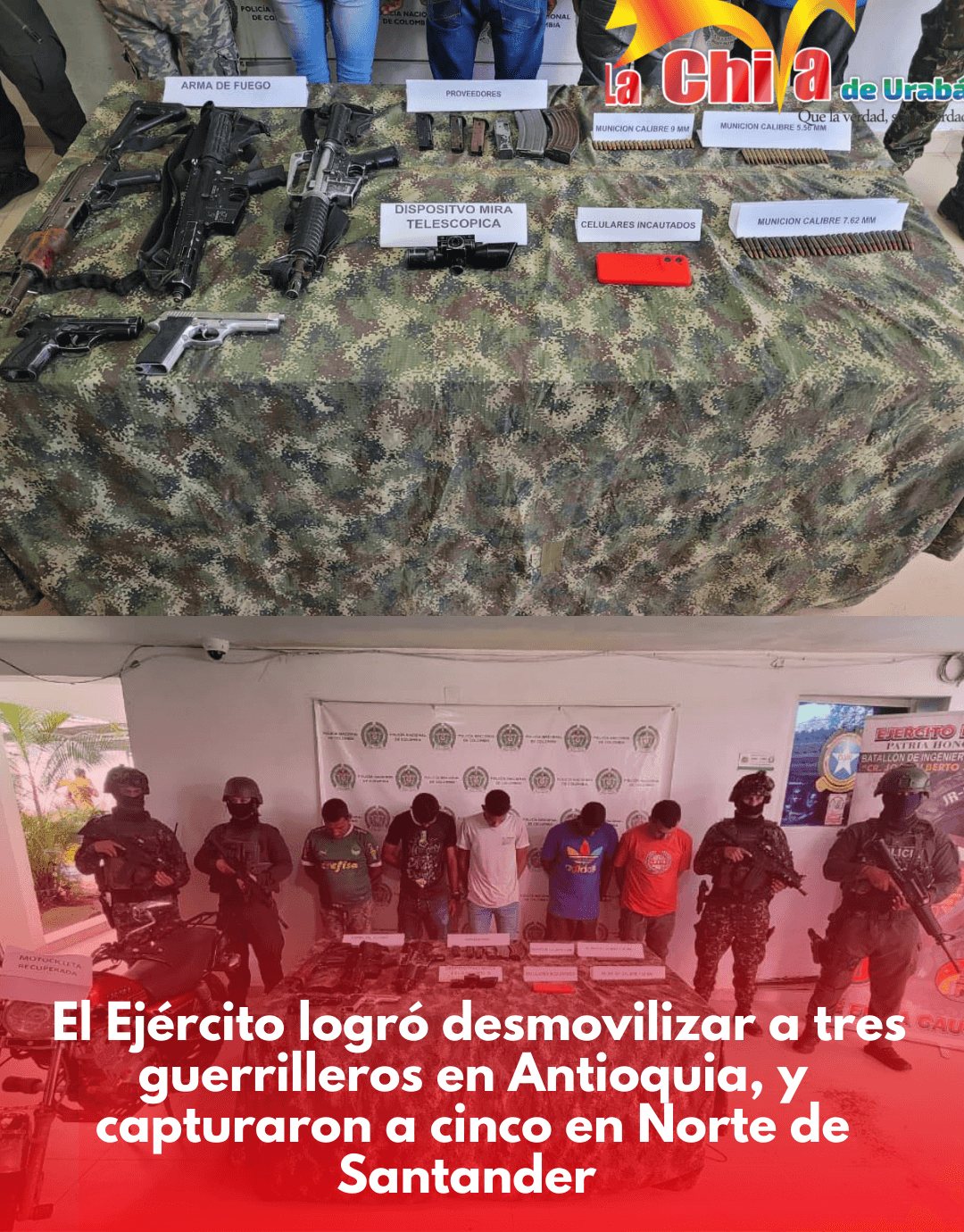 Desmovilización de guerrilleros en Antioquia, y capturas en Norte de Santander