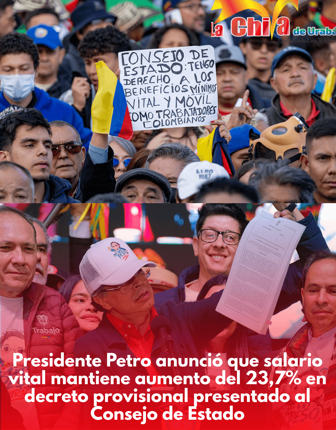 Petro mantiene aumento del 23,7 % del salario vital en decreto provisional