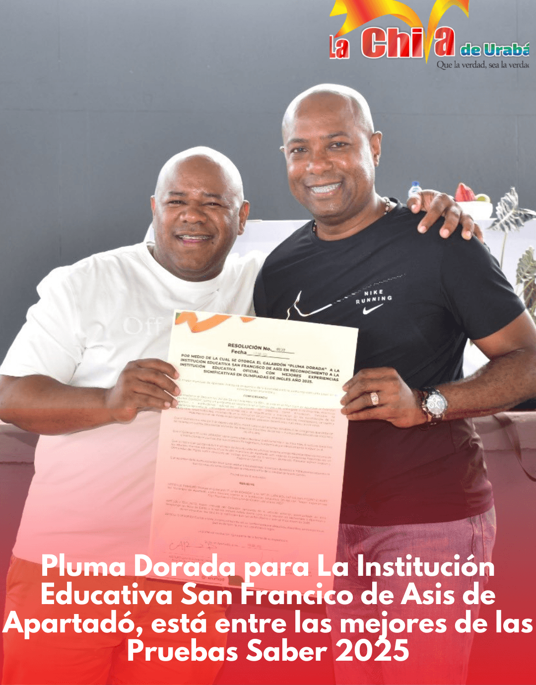 I.E. San Francisco de Asís de Apartadó recibió  el galardón Pluma Dorada