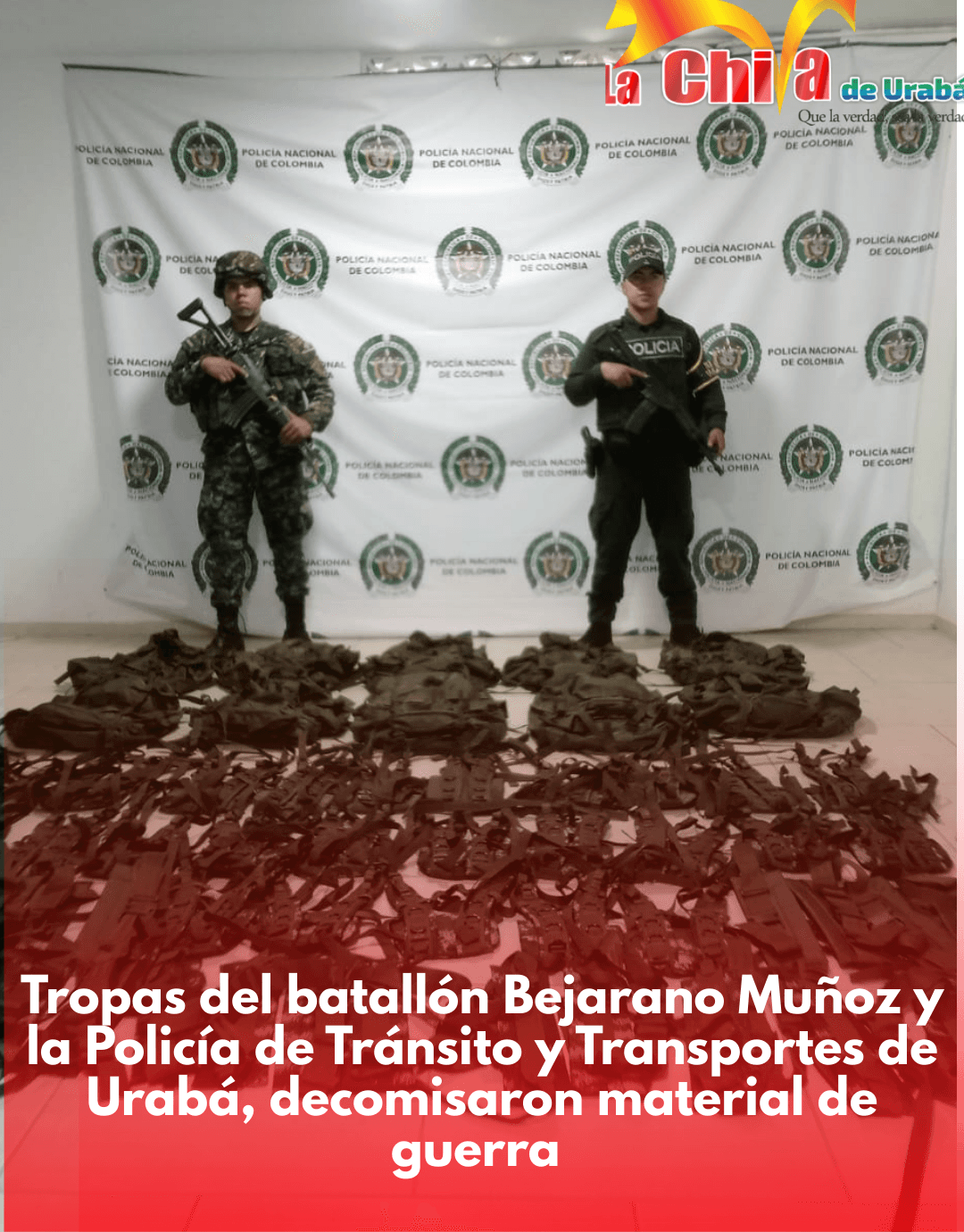 Incautación de material militar en Urabá durante operaciones de control