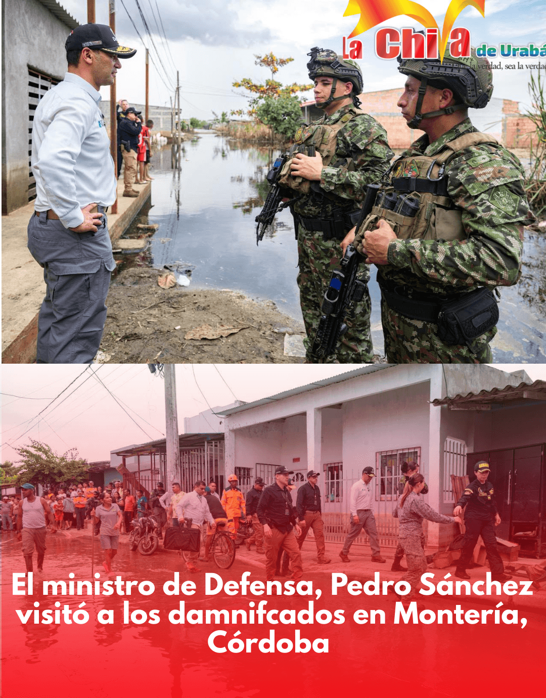 Ministro de Defensa reafirmó apoyo del Estado a familias damnificadas en Montería