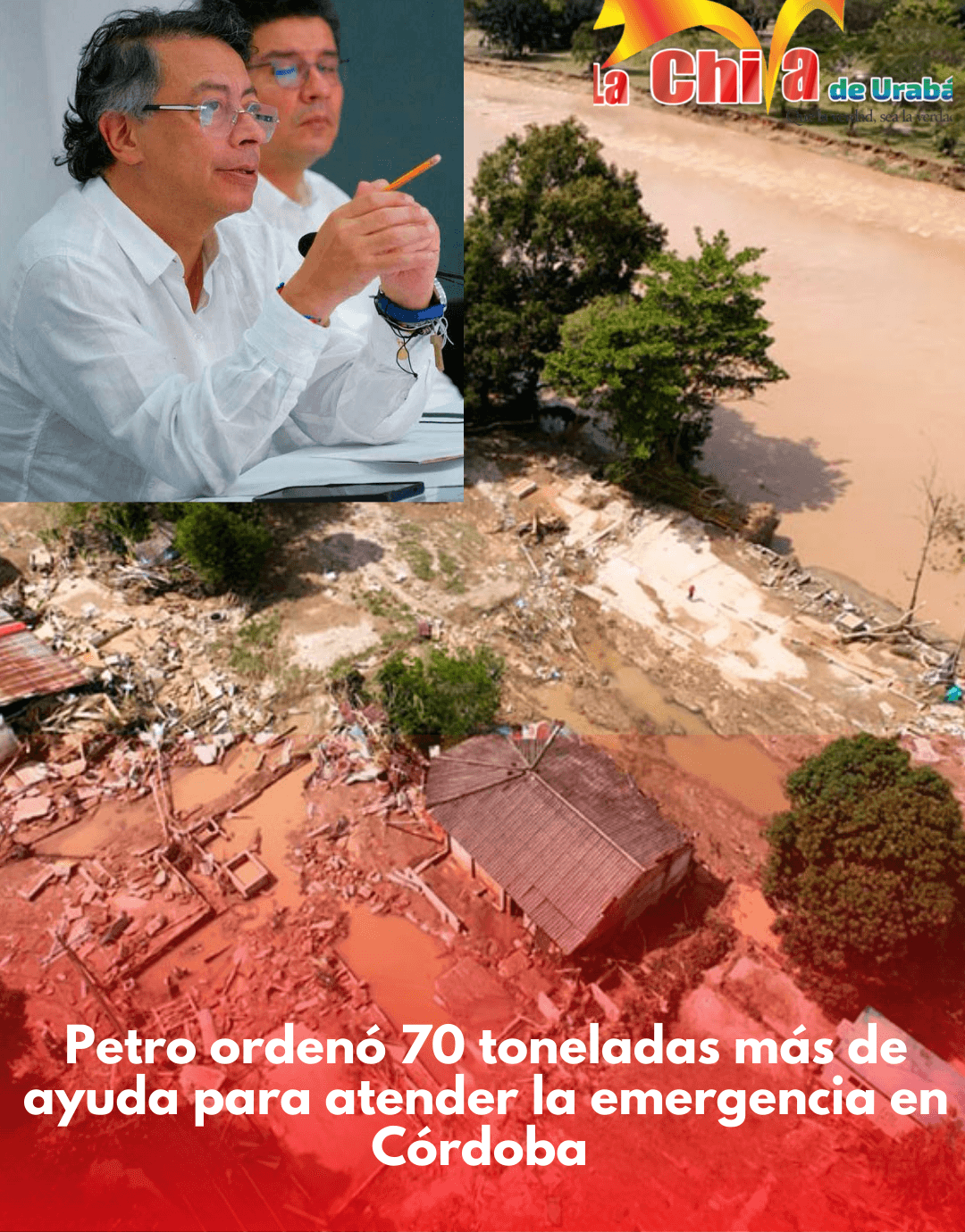 Petro envió más de 70 toneladas de ayuda  a Córdoba