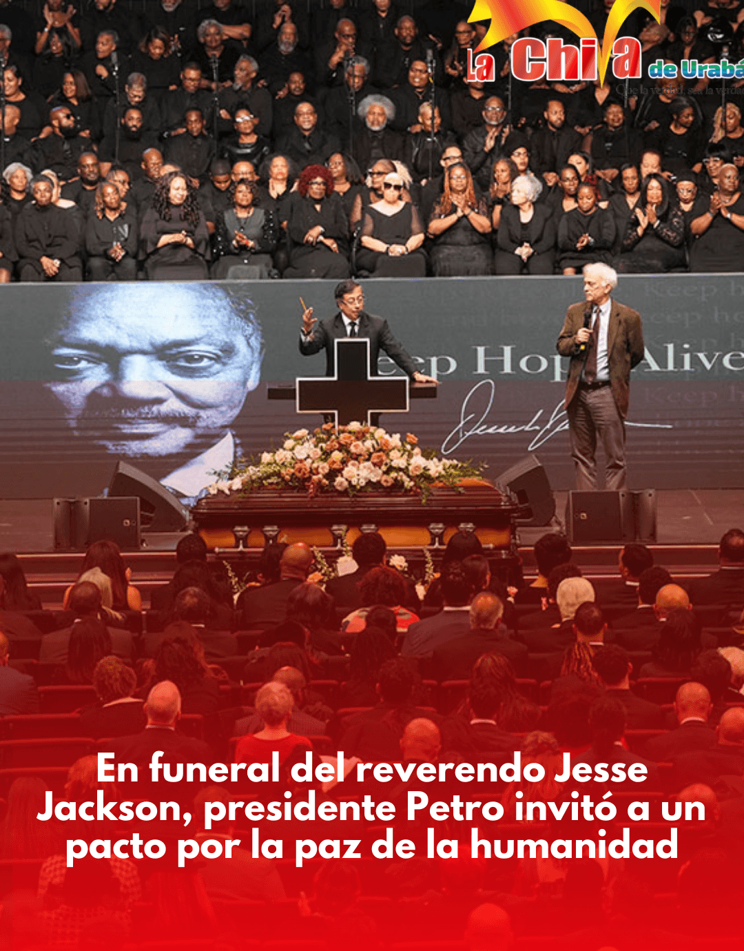 Petro invitó a un pacto por la paz en funeral de Jesse Jackson en Chicago