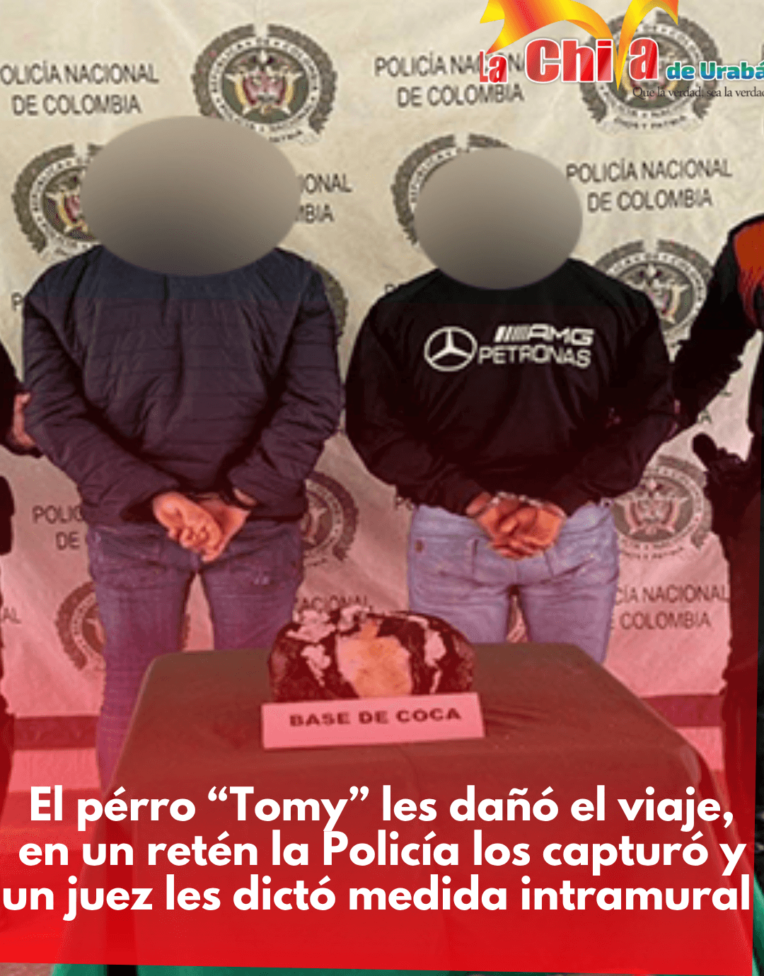 El perro ‘Tomy’ los olfateó y les dañó el viaje, la Policía los entregó a la Fiscalía