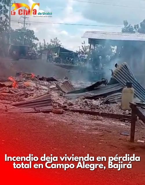 Incendio dejó a una familia sin vivienda en Bajirá, la comunidad se activa para ayudar