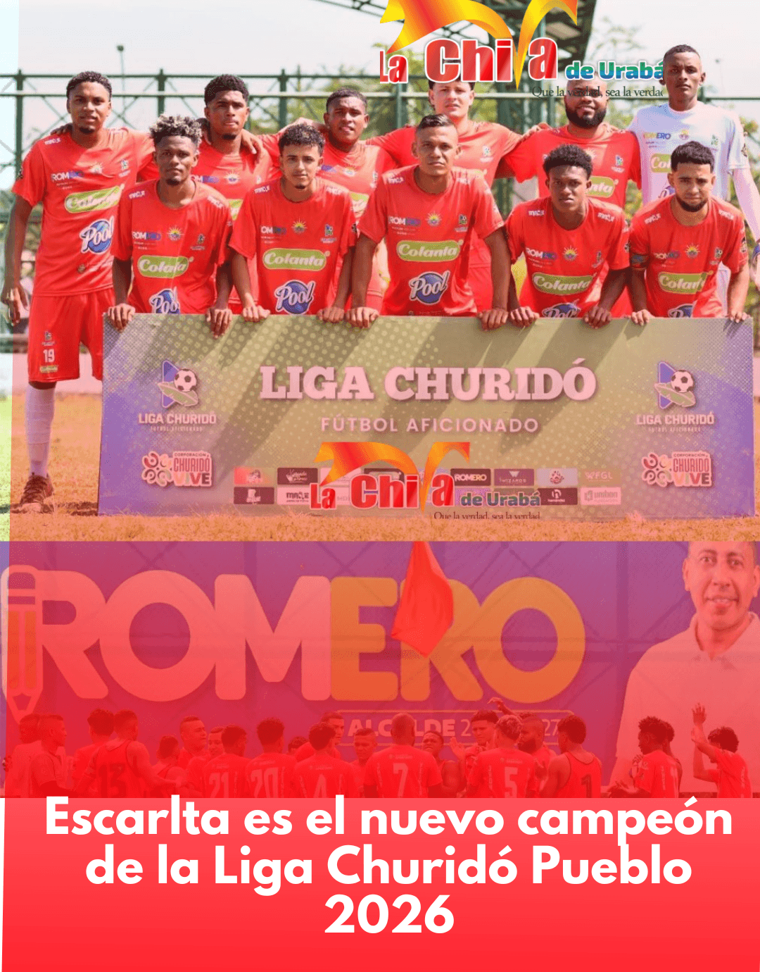 Escarlatas se coronó campeón de la Liga Churidó 2026 en Apartadó