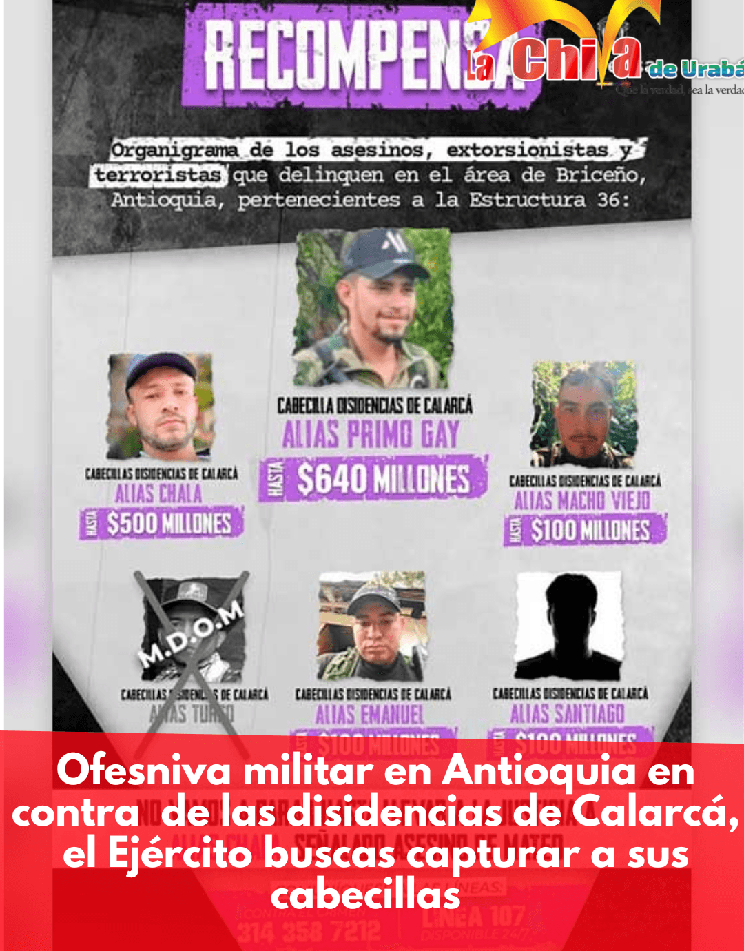 Intensifican ofensiva contra el frente  36 en Antioquia para capturar a  ‘Chalá’ y ‘Macho Viejo’