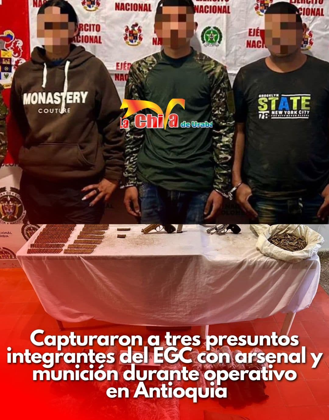 Ejército capturó a tres presuntos integrantes del EGC en zona Urrao, Antioquia