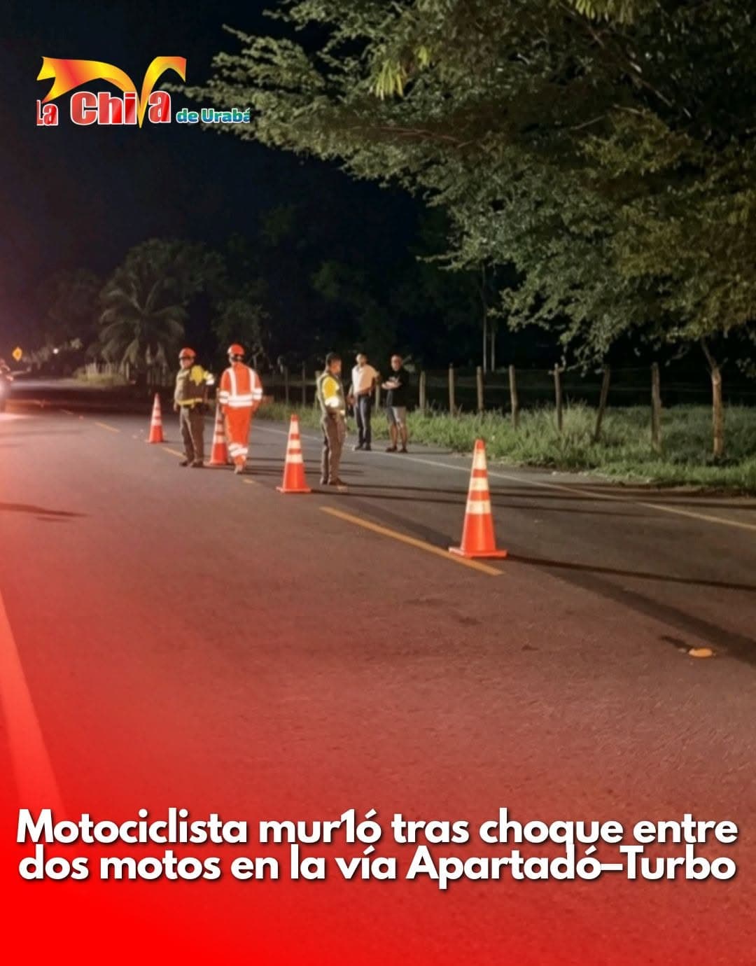 Una persona murió y dos más resultaron heridas en accidente de tránsito entre Apartadó y Turbo