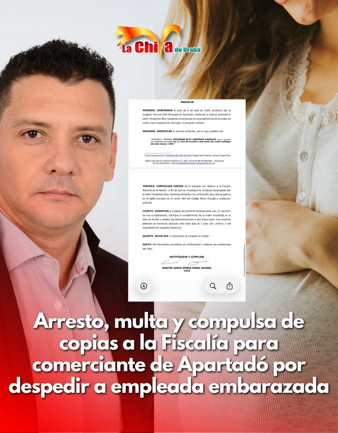 Exconcejal de Apartadó a  pagará arresto por desacato a orden judicial